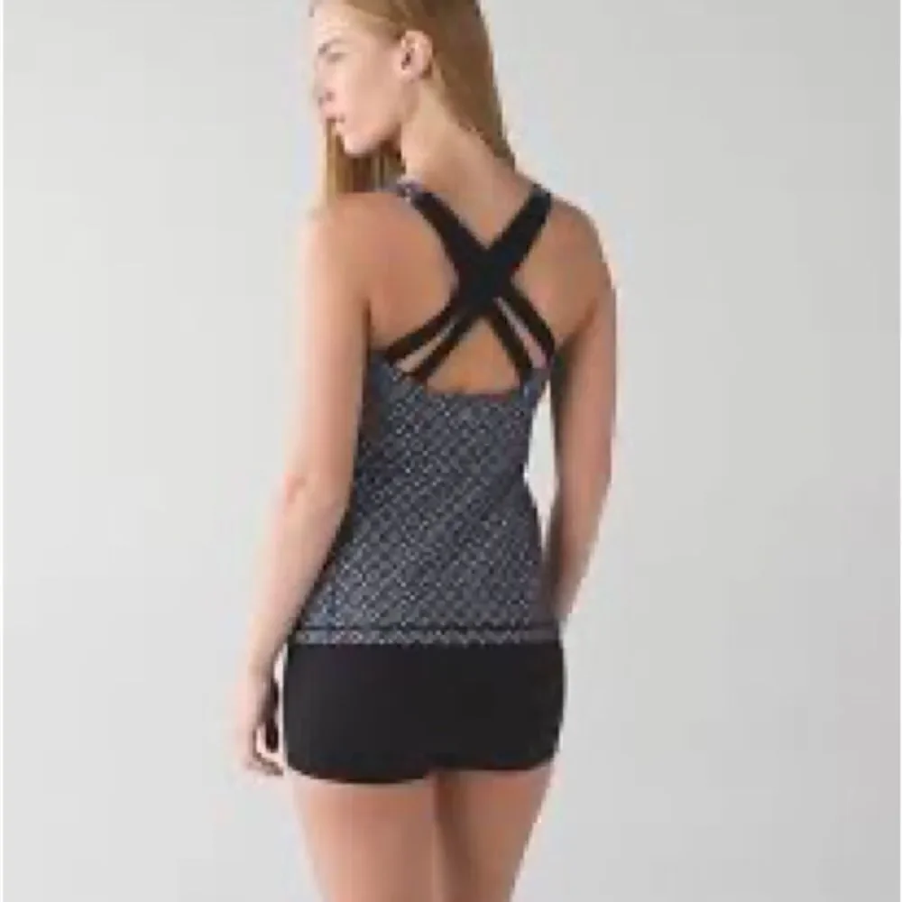 Lululemon Enhearten Millie Mesh Black White Criss Cross Tank 4